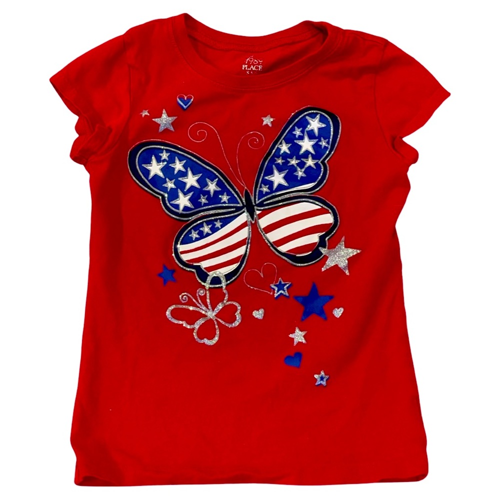 1989 Place Red Patriotic Short-Sleeved T-Shirt Size 5/6